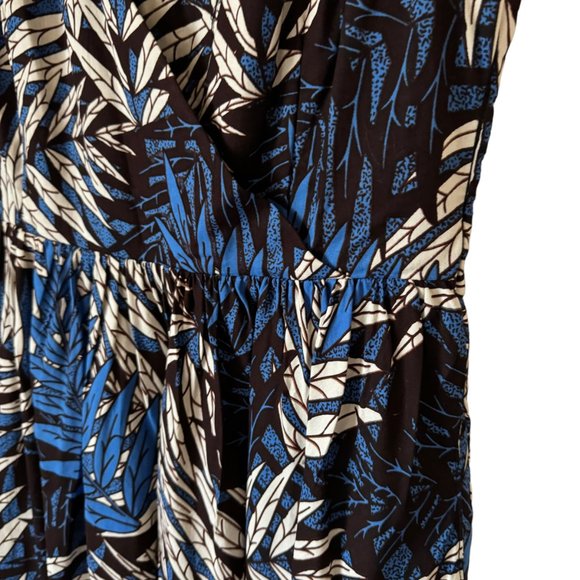 Tropical Palm Pattern Maxi Dress African Wax Print Sleeveless V Neck Pockets Sm - Picture 11 of 16